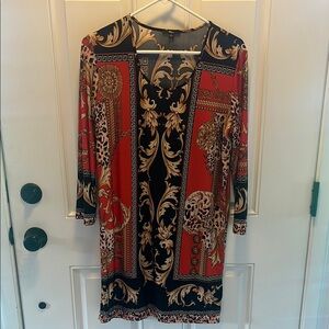 Milano Red and Gold Sheath Dress with Scoop Neck